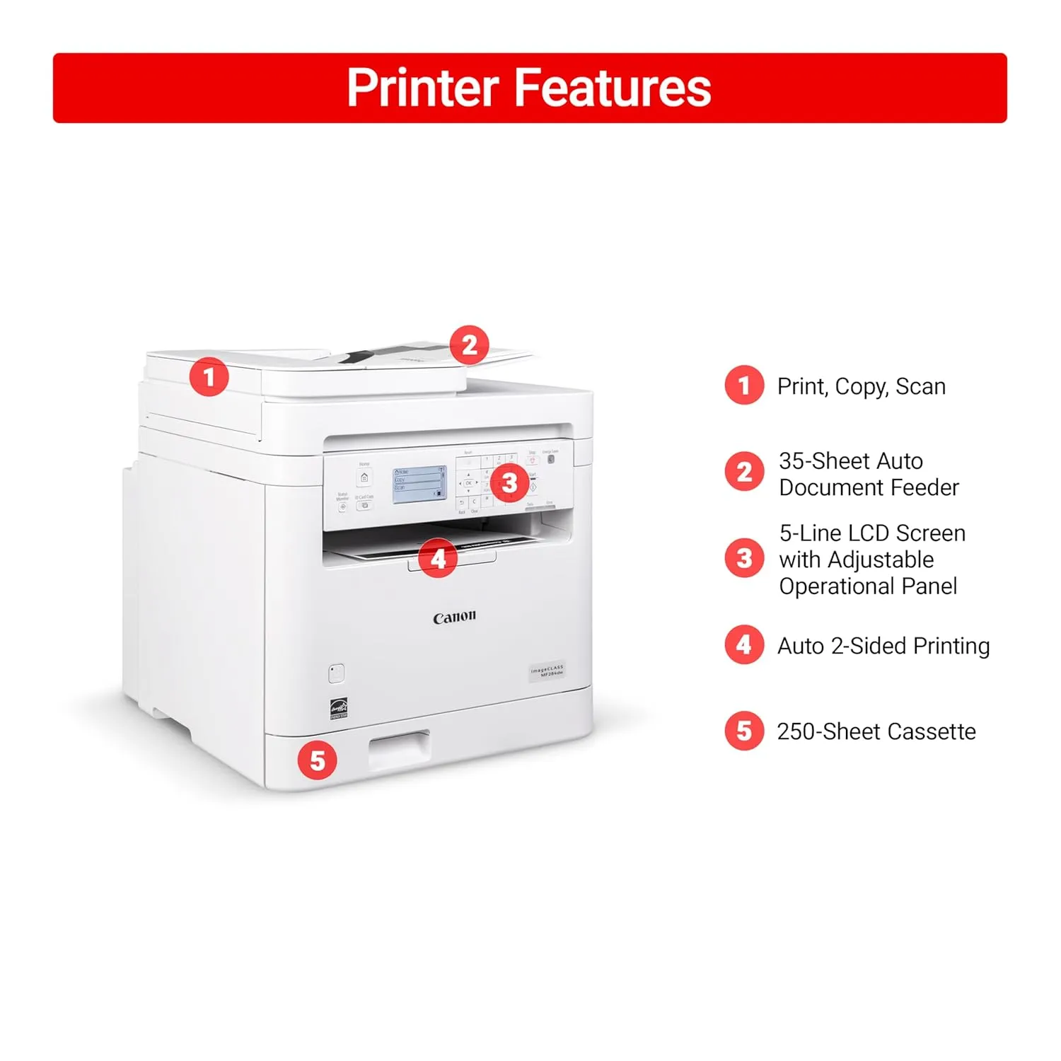Canon Laser Printer MF284dw A4 Multi Function view 2
